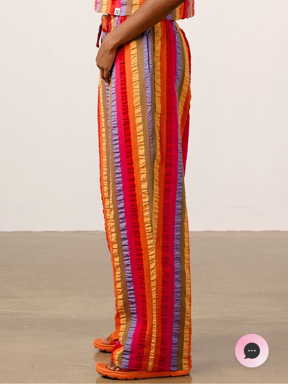 Lucy & Yak - Norris - Wide Leg Cotton Trousers in Wide Rainbow Stripe - Picture 3 of 8